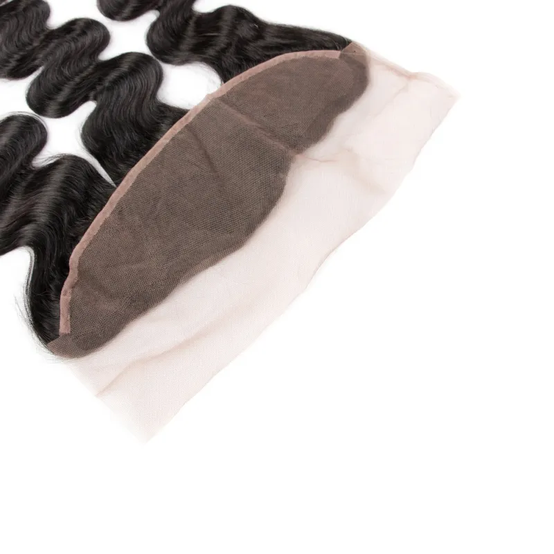 3 Paquets Avec 13X4 Dentelle Frontale Brésilienne 100% Cheveux Humains Vague De Corps Péruvien Indien Trames De Cheveux Avec Fro
