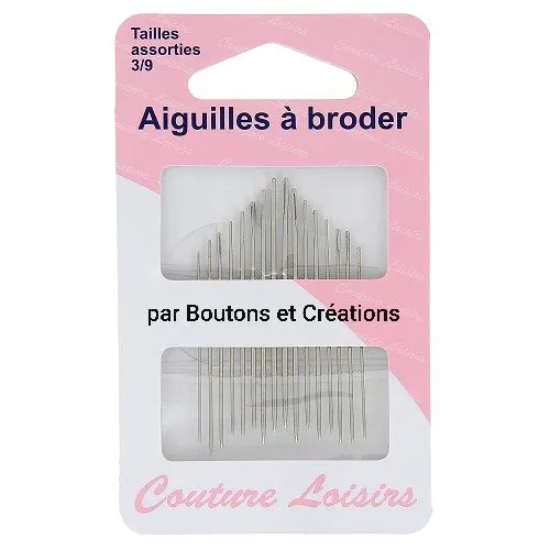 Aiguilles à broder - tailles assorties 3/9 - tailles différentes - lot de 10 aiguilles