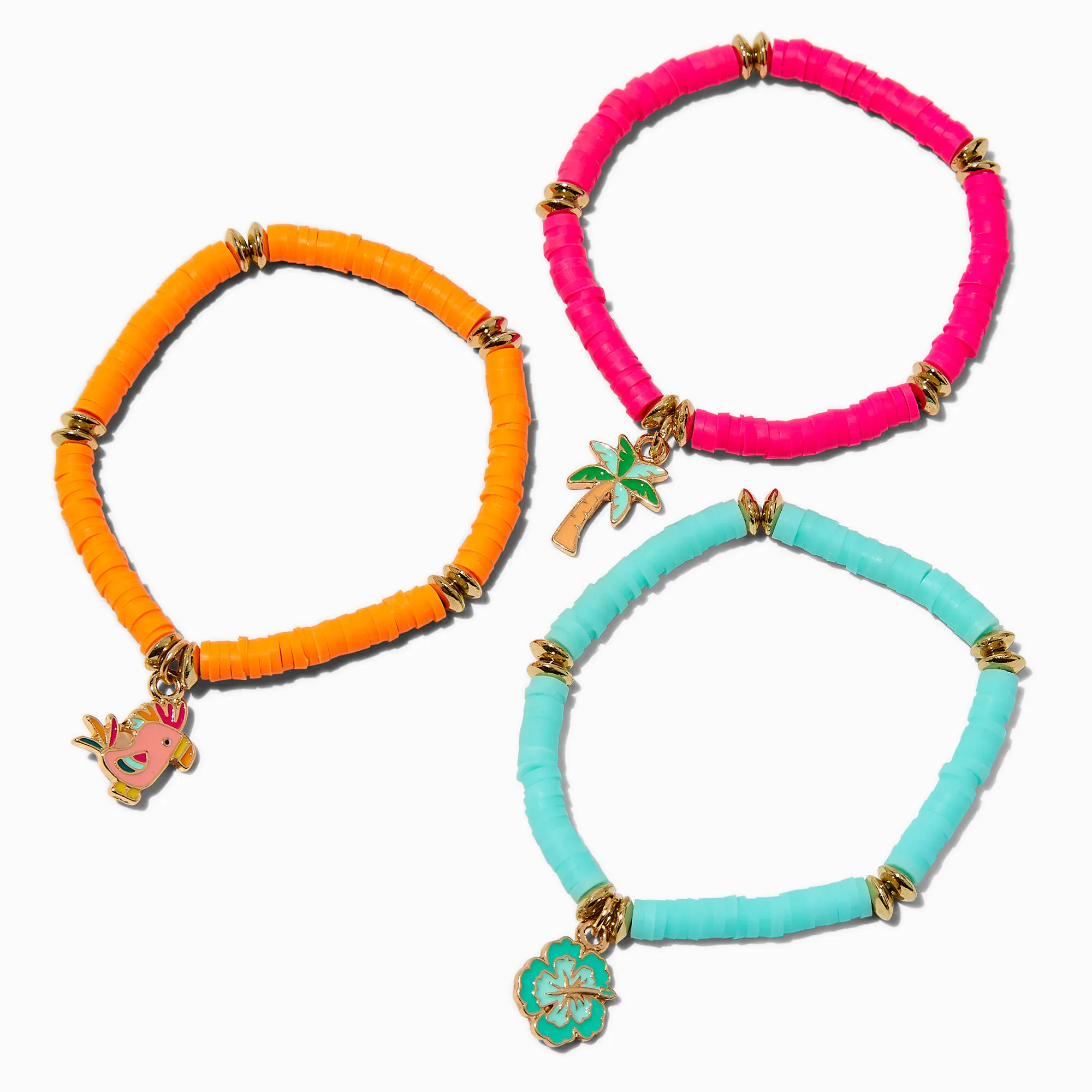 Bracelets élastiques perlés pâte fimo tropicaux Claire's Club - Lot de 3