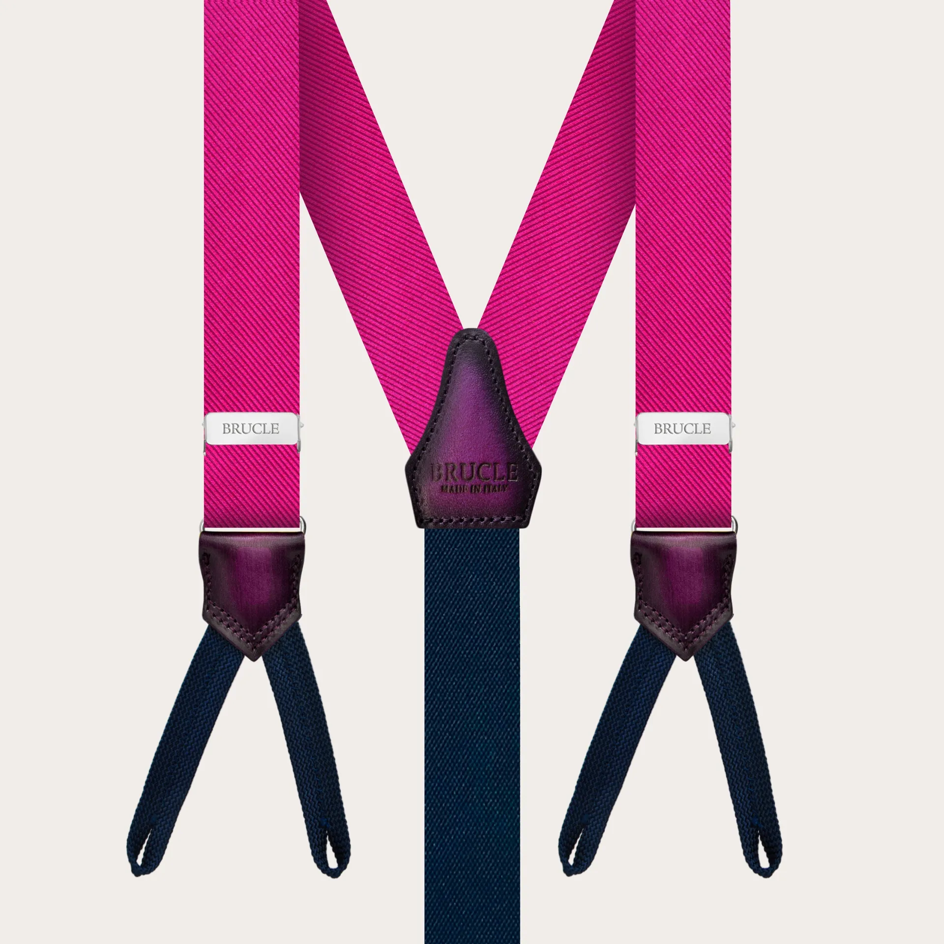 Bretelles pour hommes en soie fuchsia pour boutons BRUCLE | Style exclusif