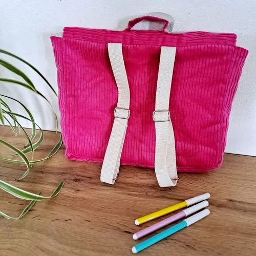 Cartable maternelle rose, sac cartable cœur liberty