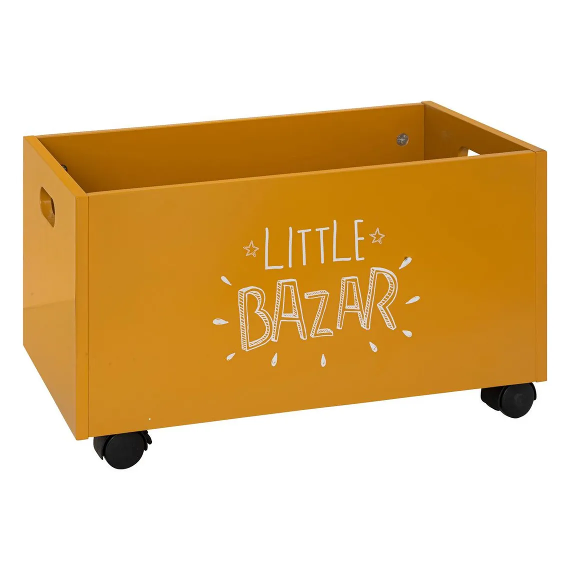 Coffre à jouets à roulettes ocre en bois | 3 Suisses
