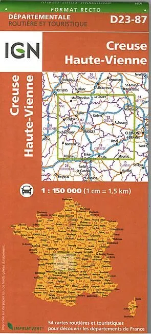 D23 87 CREUSE HAUTE VIENNE ECHELLE 1 150 000