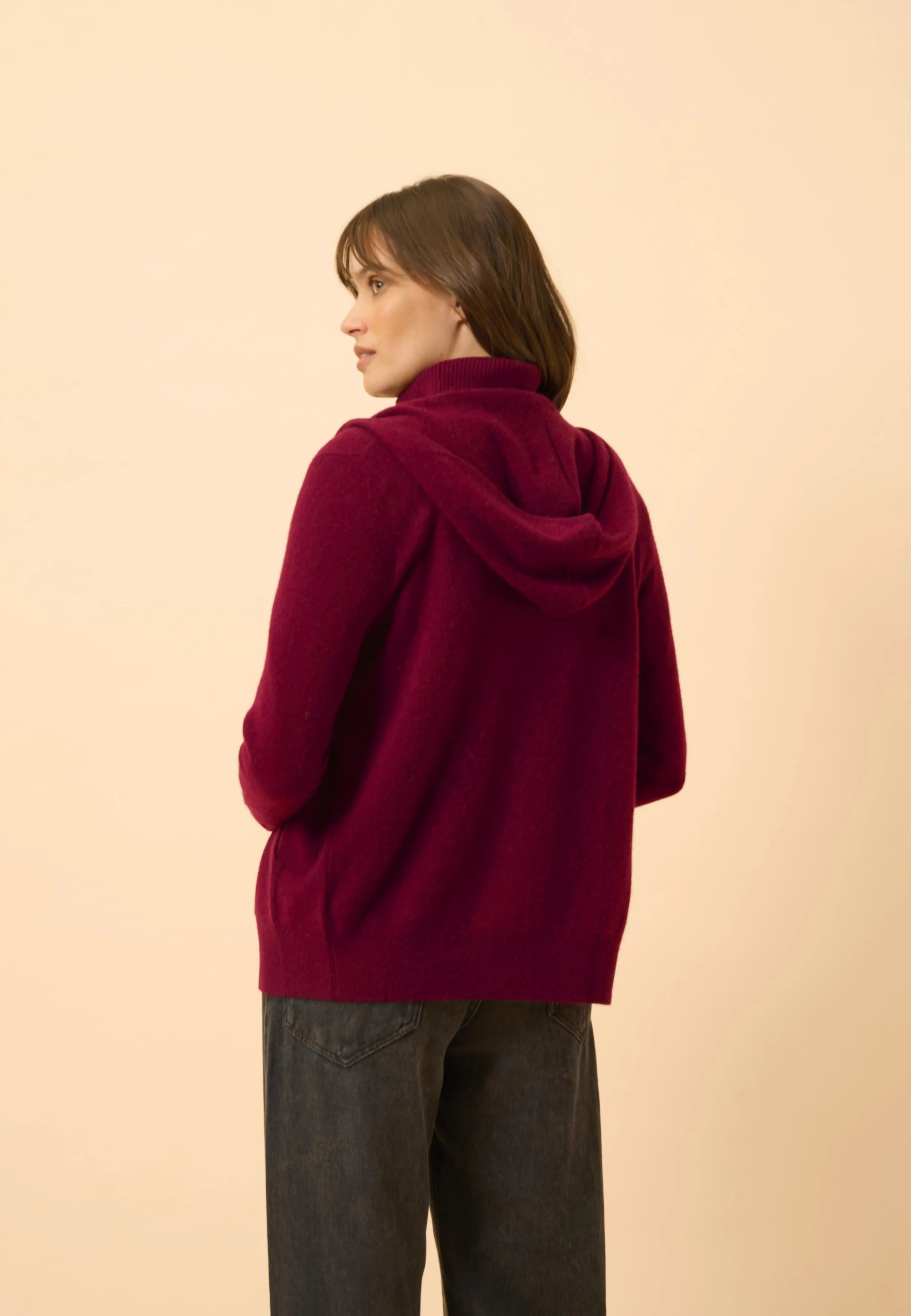 DEBBIE gilet col zippé capuche bordeaux