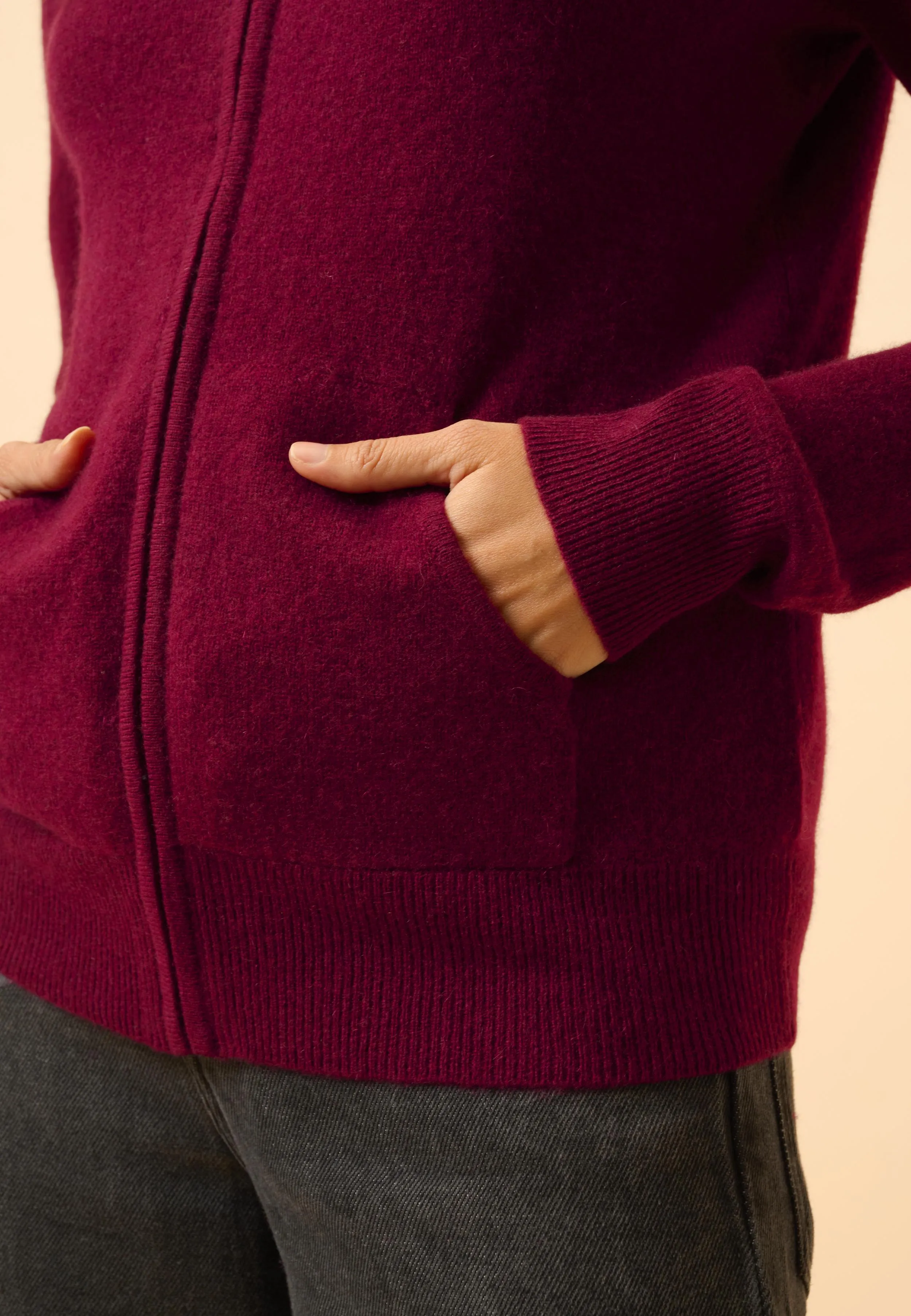 DEBBIE gilet col zippé capuche bordeaux