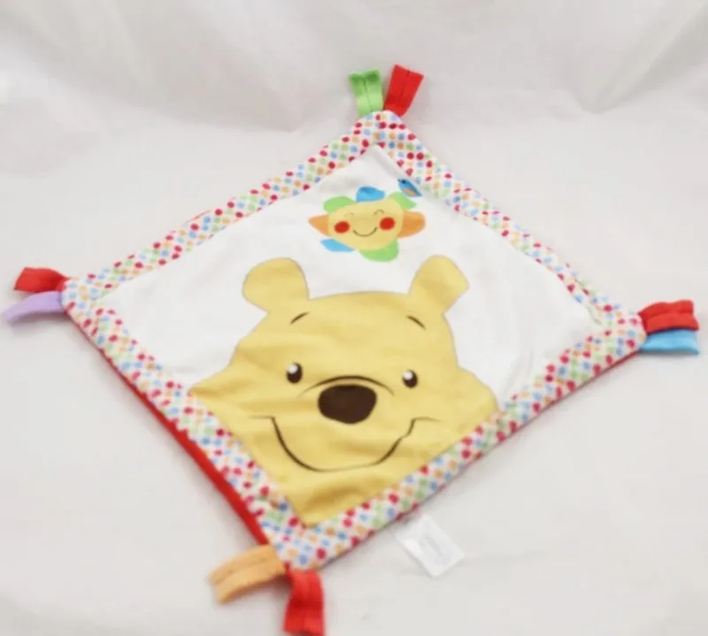 Doudou plat Winnie l\\\'ourson DISNEY NICOTOY carré soleil fleur oise...