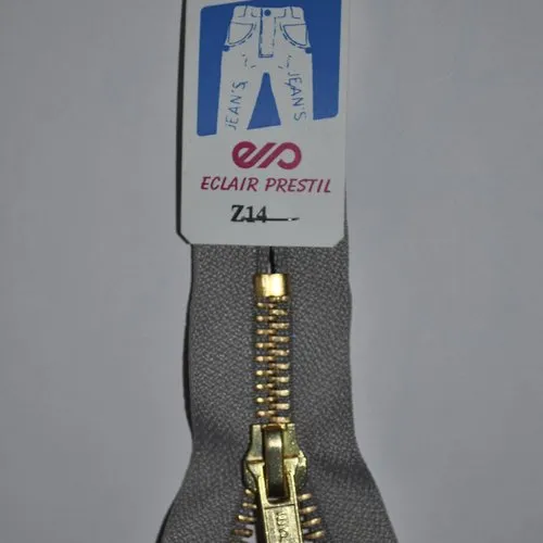 Fermeture éclair 12 cm non séparable métal solide gris clair 432 z14 6mm jean, jeans, pantalon...
