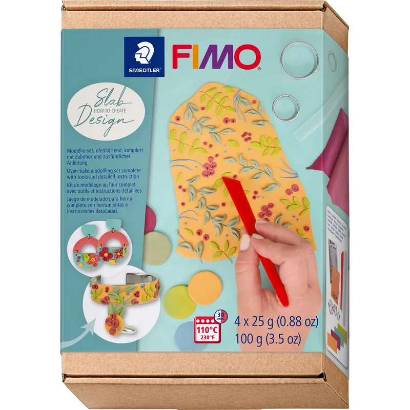 FIMO Set de modelage soft, Design Slab, 4 x 25 g, assorti