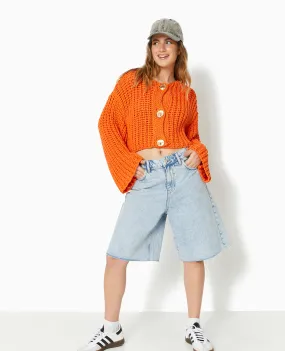Gilet grosse maille avec boutons métalliques