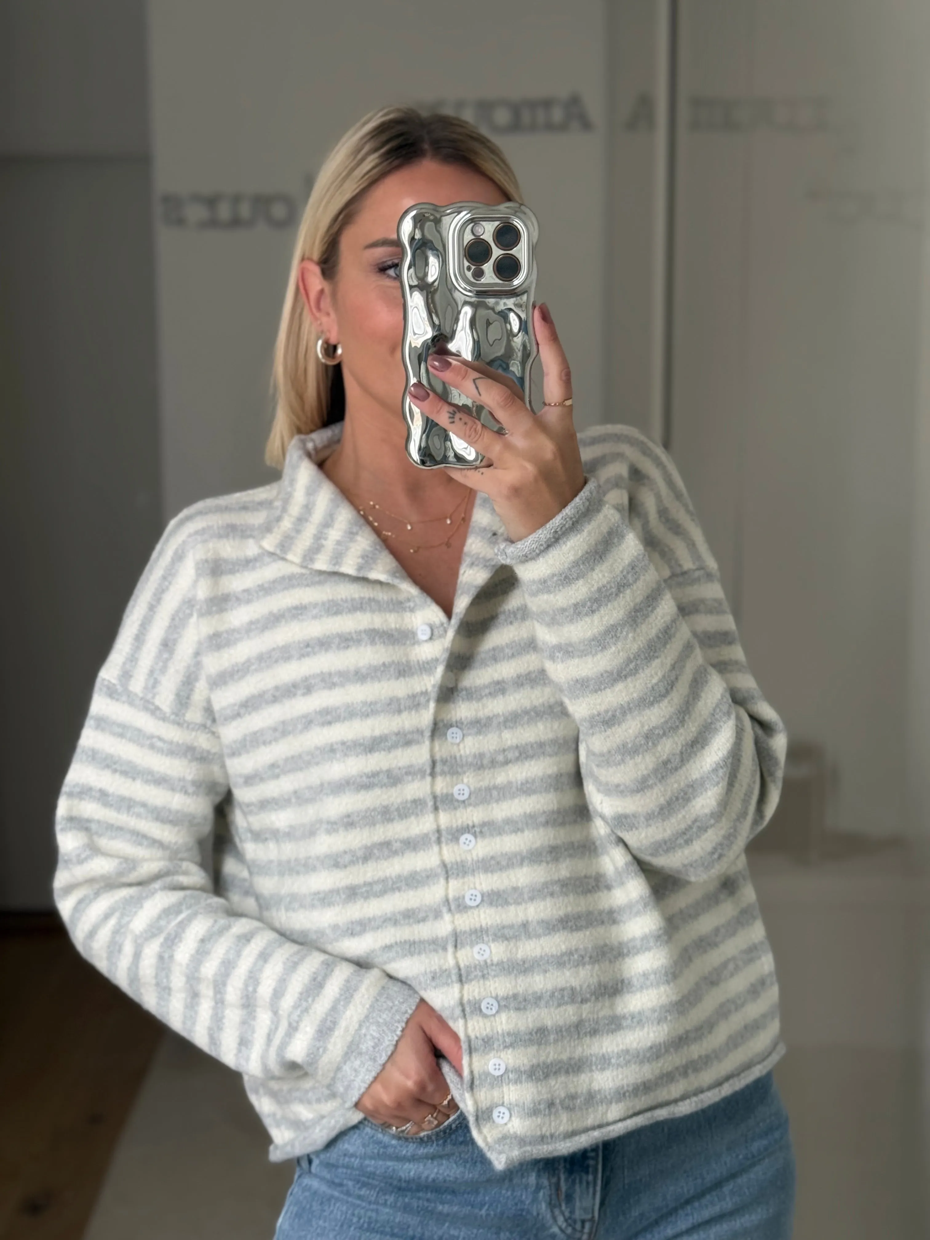 Gilet Rayé - Gris