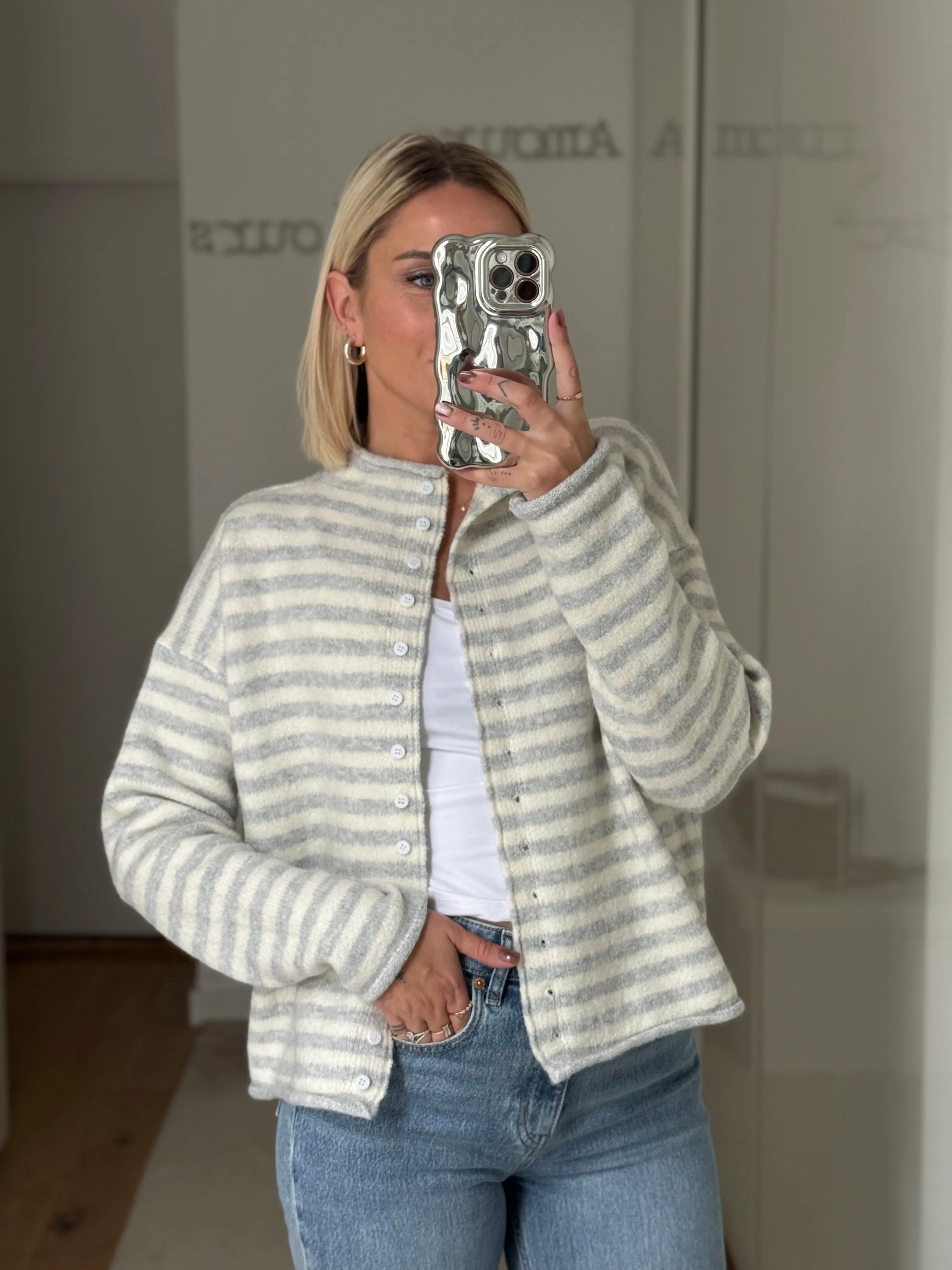 Gilet Rayé - Gris
