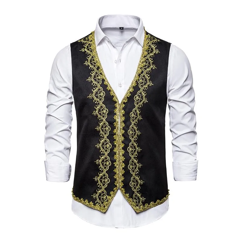 Gilet à col en V en jacquard style tribunal rétro