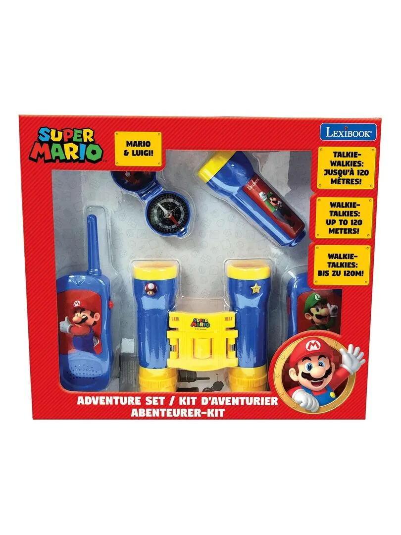 Kit D’aventurier Super Mario Avec Talkie-walkies Portée 120m, Jumelles Et Boussole - N/A