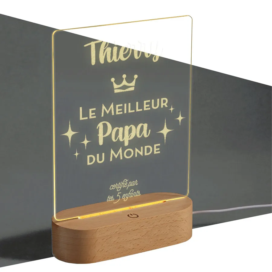 Lampe LED plexiglas gravée Fête des Pères