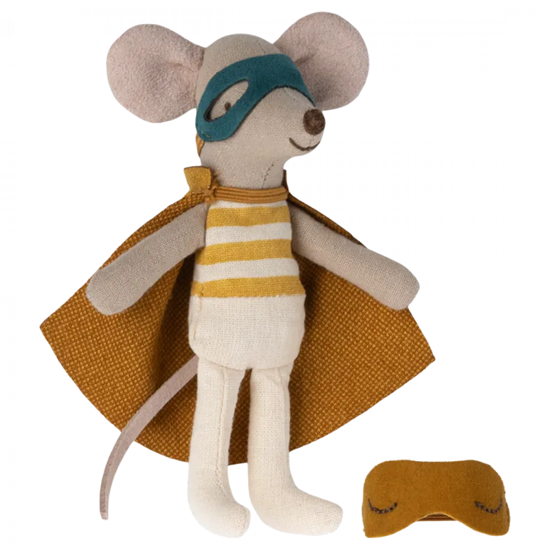 MAILEG - SOURIS SUPER HEROS PETIT FRERE DANS SA BOITE - littlecasba.com