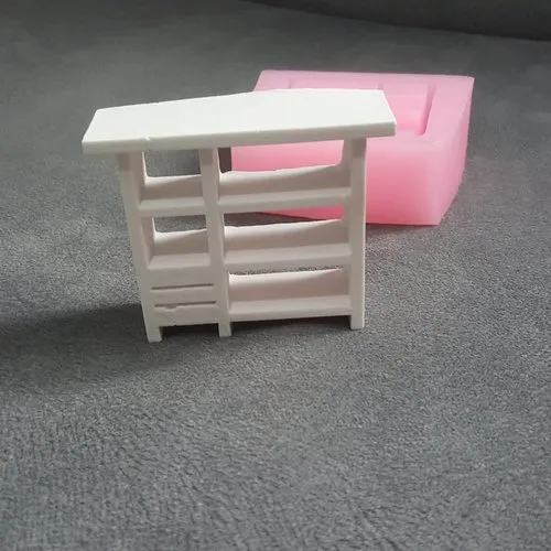 Moule silicone étagère bureau 3d pour plâtre wepam résine cire savon argile ciment fimo pâte polymère k913 3e215