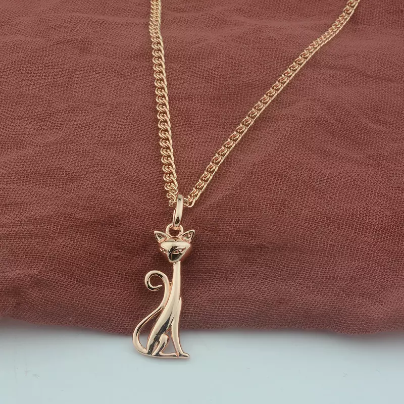 Pendentif chat couleur or rose
