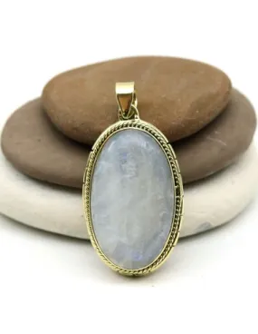 Pendentif pierre de lune allongée en laiton