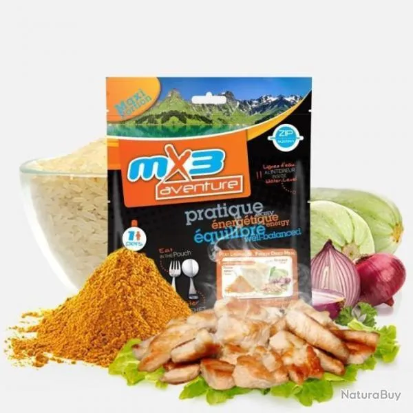 Plat lyophilisé Colombo de Poulet et Riz MX3 Aventure Colombo de Poulet et Riz