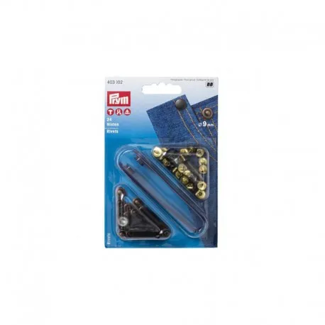 Rivets Jean 9mm cuivre antique / laiton bruni + outil