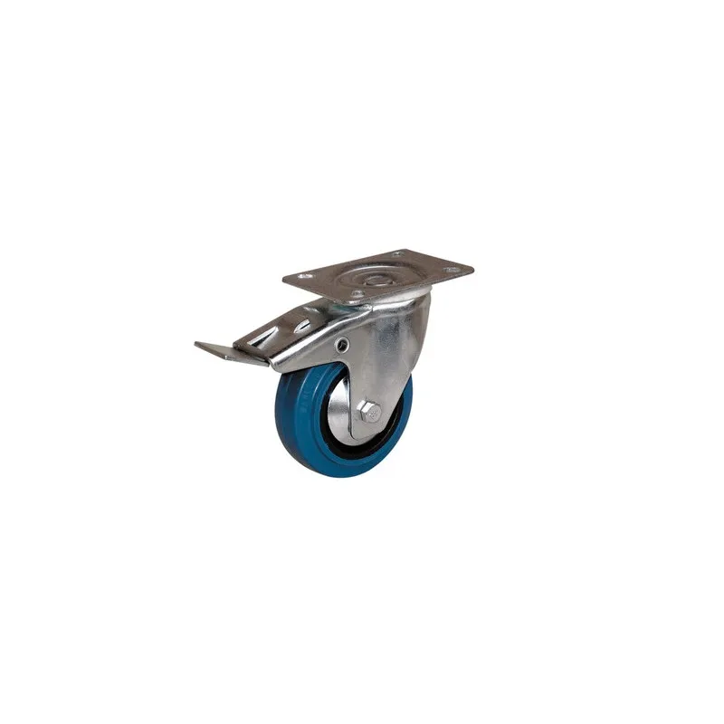 Roulette sur platine roue caoutchouc élastique corps polyamide Ø 80 mm - GUITEL HERVIEU