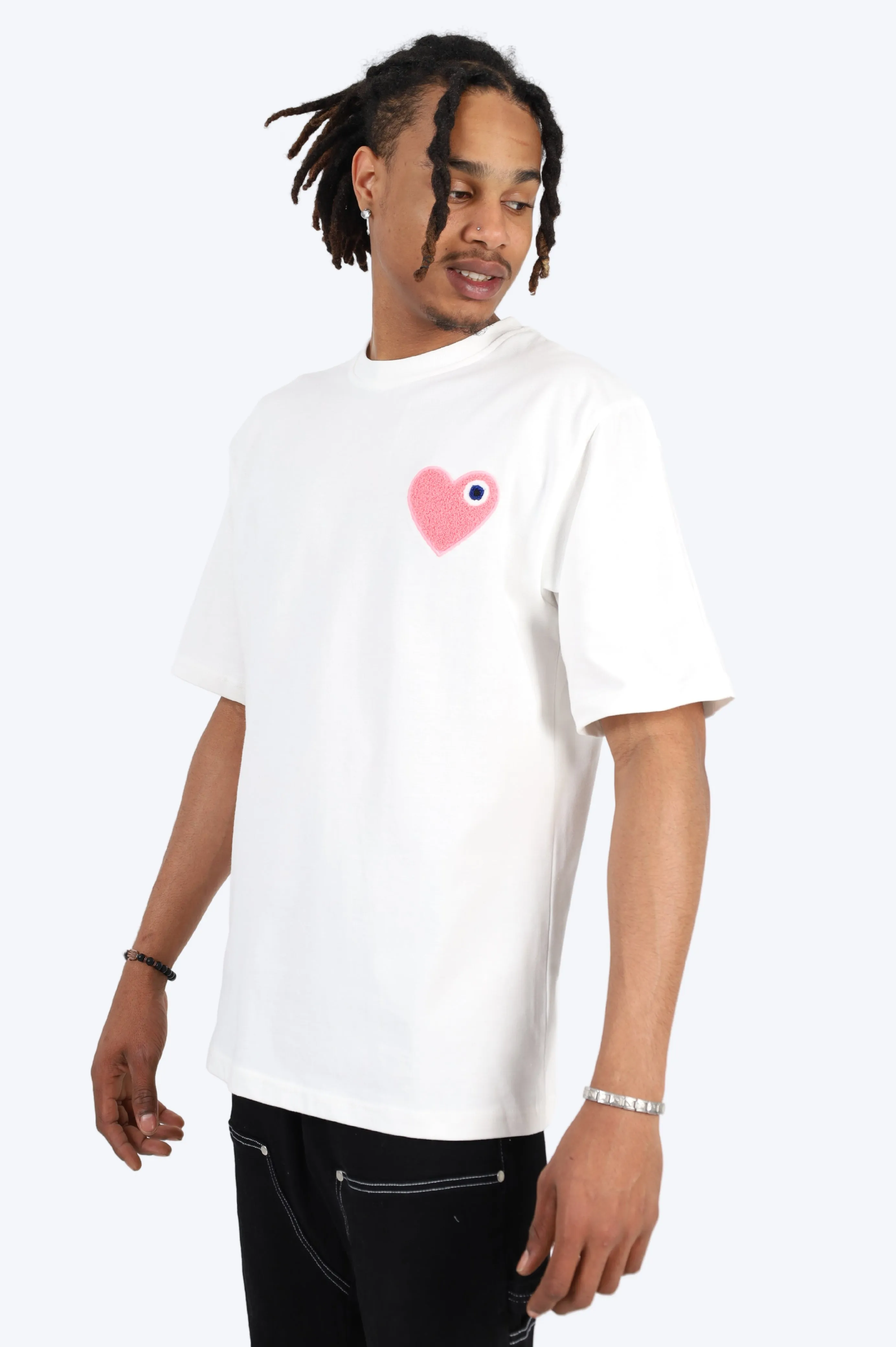 T-SHIRT BLANC - CUR  ROSE