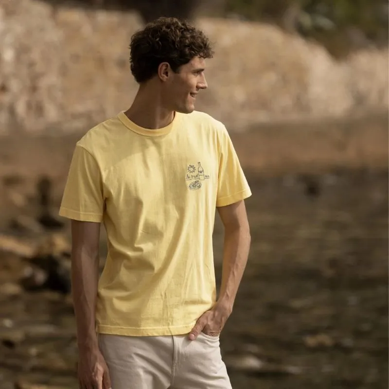 T-shirt Broderie Le Sud Faguo en coton recyclé jaune