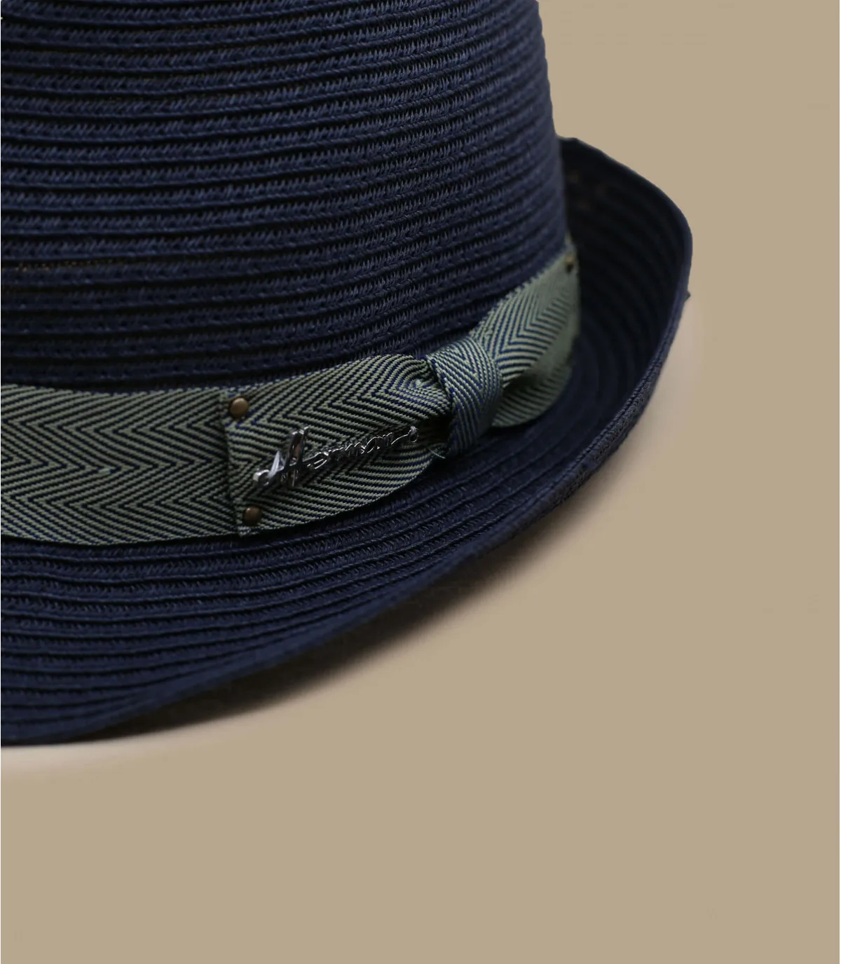 trilby paille bleu marine - Don Farmer blue par Herman Headwear : Headict